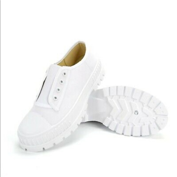 White canvas chunky sneaker - Picture 4 of 9